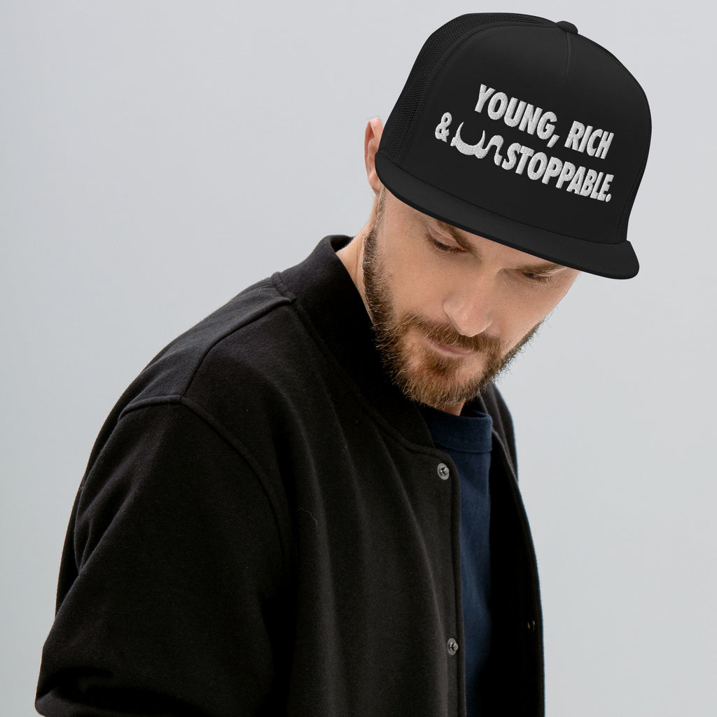 YOUNG, RICH & UN STOPPABLE TRUCKER CAP IN 13 DIFFERENT COLORS