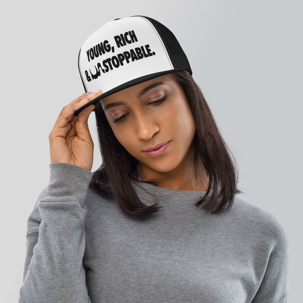 YOUNG, RICH & UN STOPPABLE TRUCKER CAP IN 13 DIFFERENT COLORS