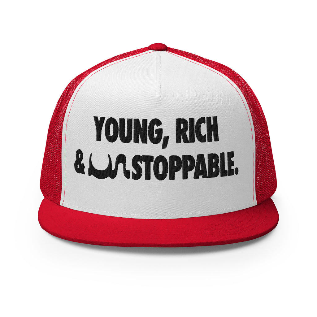 YOUNG, RICH & UN STOPPABLE TRUCKER CAP IN 13 DIFFERENT COLORS