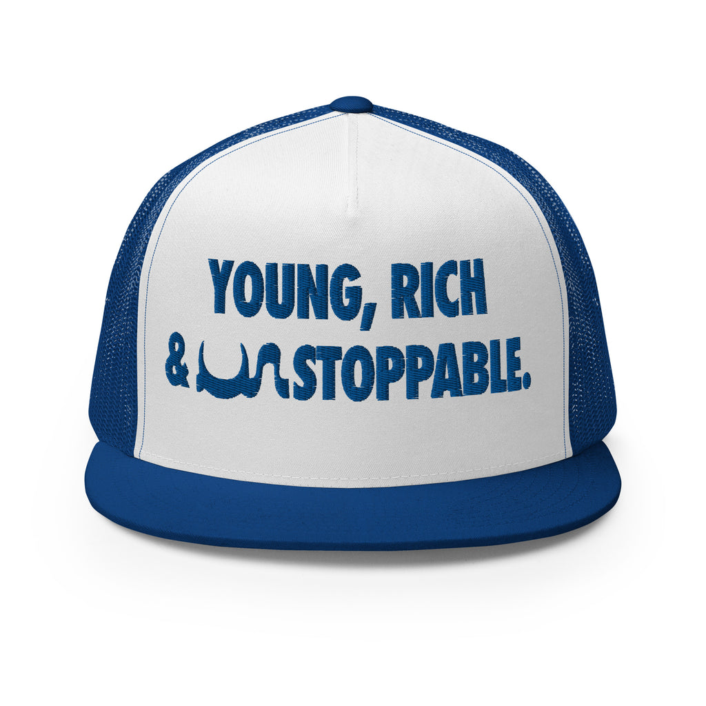 YOUNG, RICH & UN STOPPABLE TRUCKER CAP IN 13 DIFFERENT COLORS