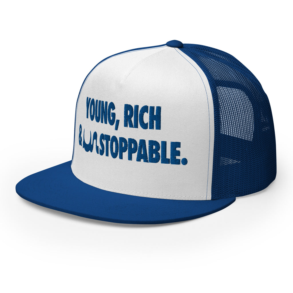 YOUNG, RICH & UN STOPPABLE TRUCKER CAP IN 13 DIFFERENT COLORS