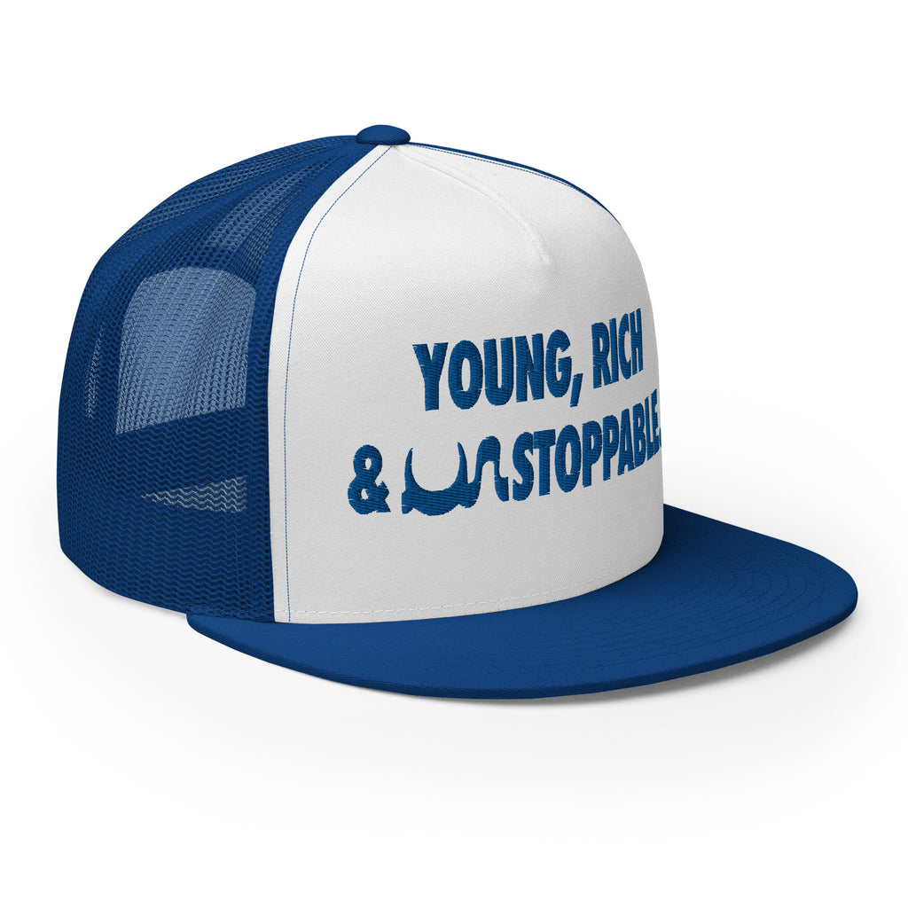 YOUNG, RICH & UN STOPPABLE TRUCKER CAP IN 13 DIFFERENT COLORS