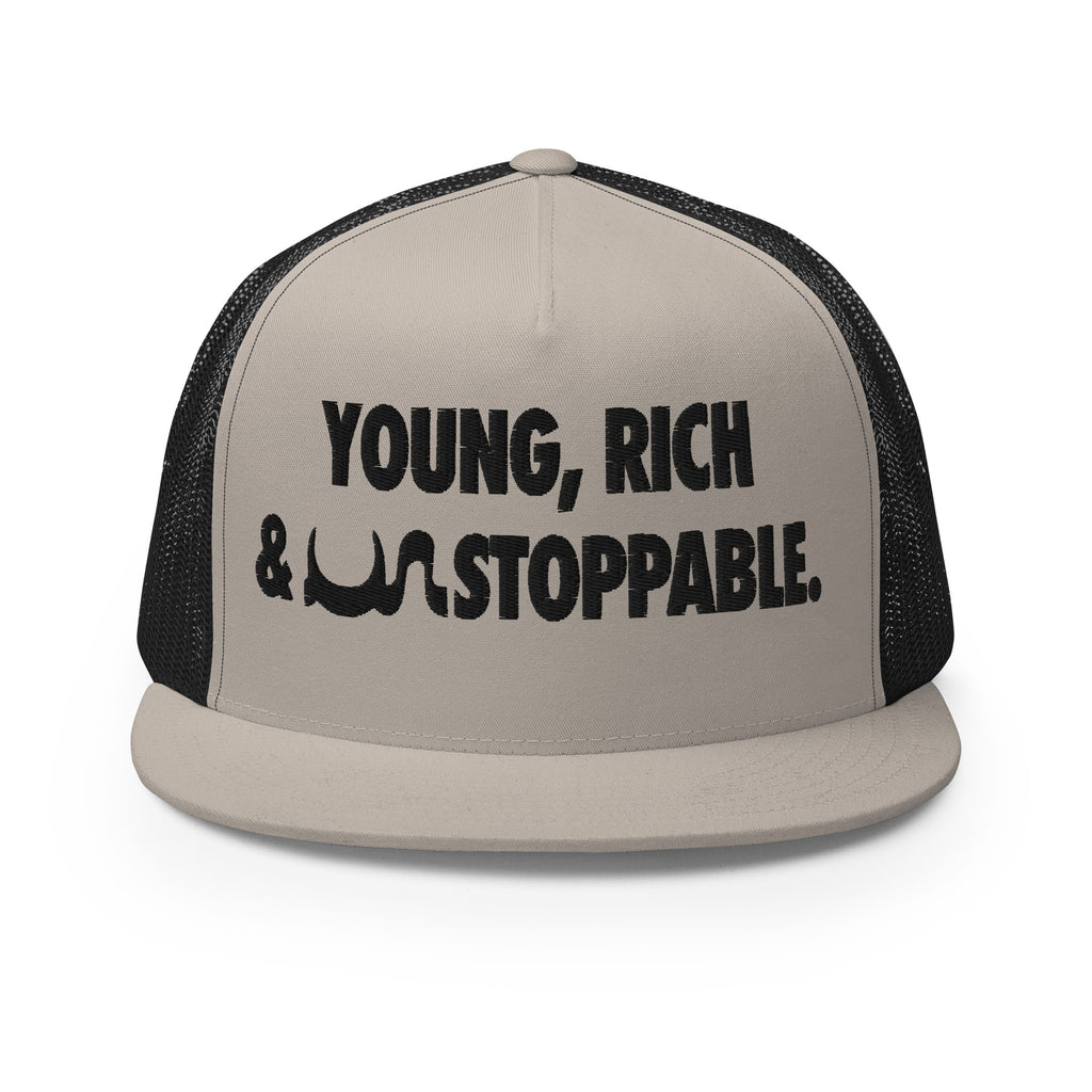 YOUNG, RICH & UN STOPPABLE TRUCKER CAP IN 13 DIFFERENT COLORS