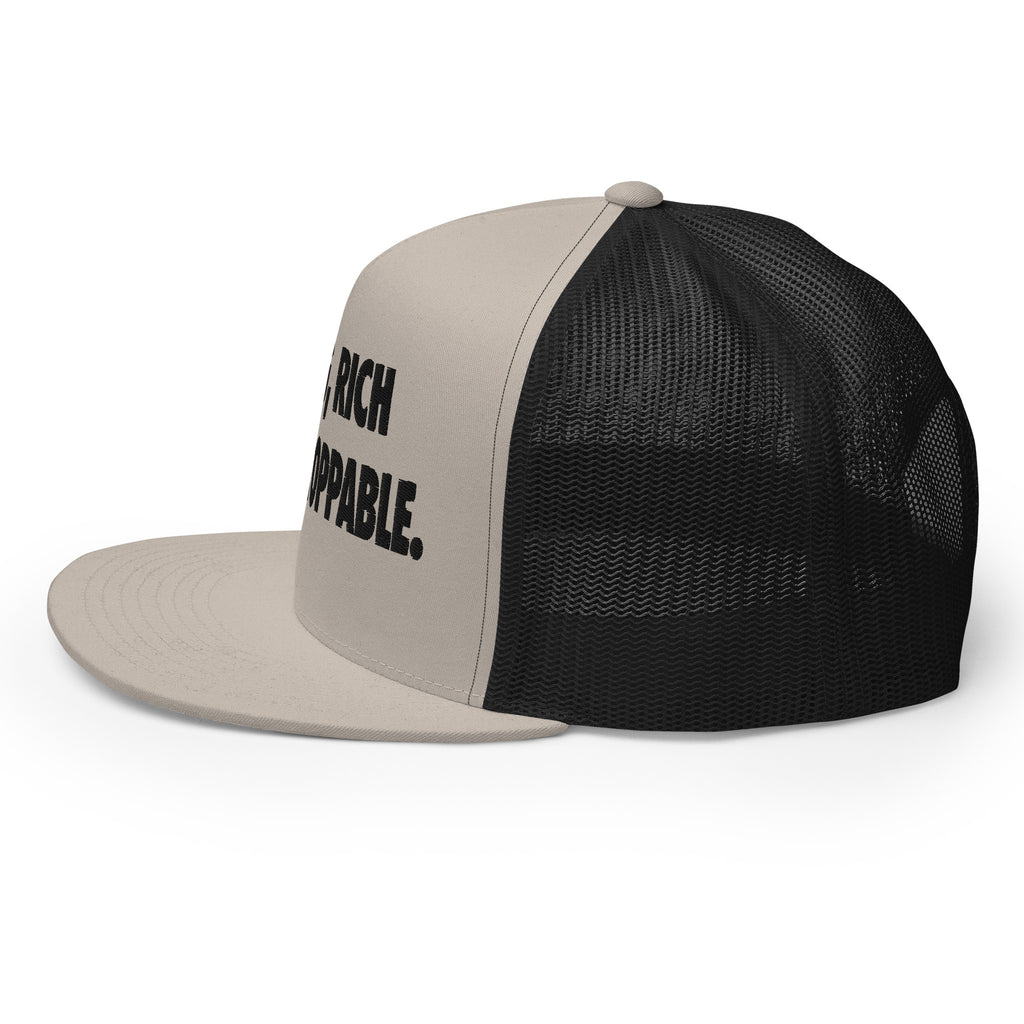 YOUNG, RICH & UN STOPPABLE TRUCKER CAP IN 13 DIFFERENT COLORS