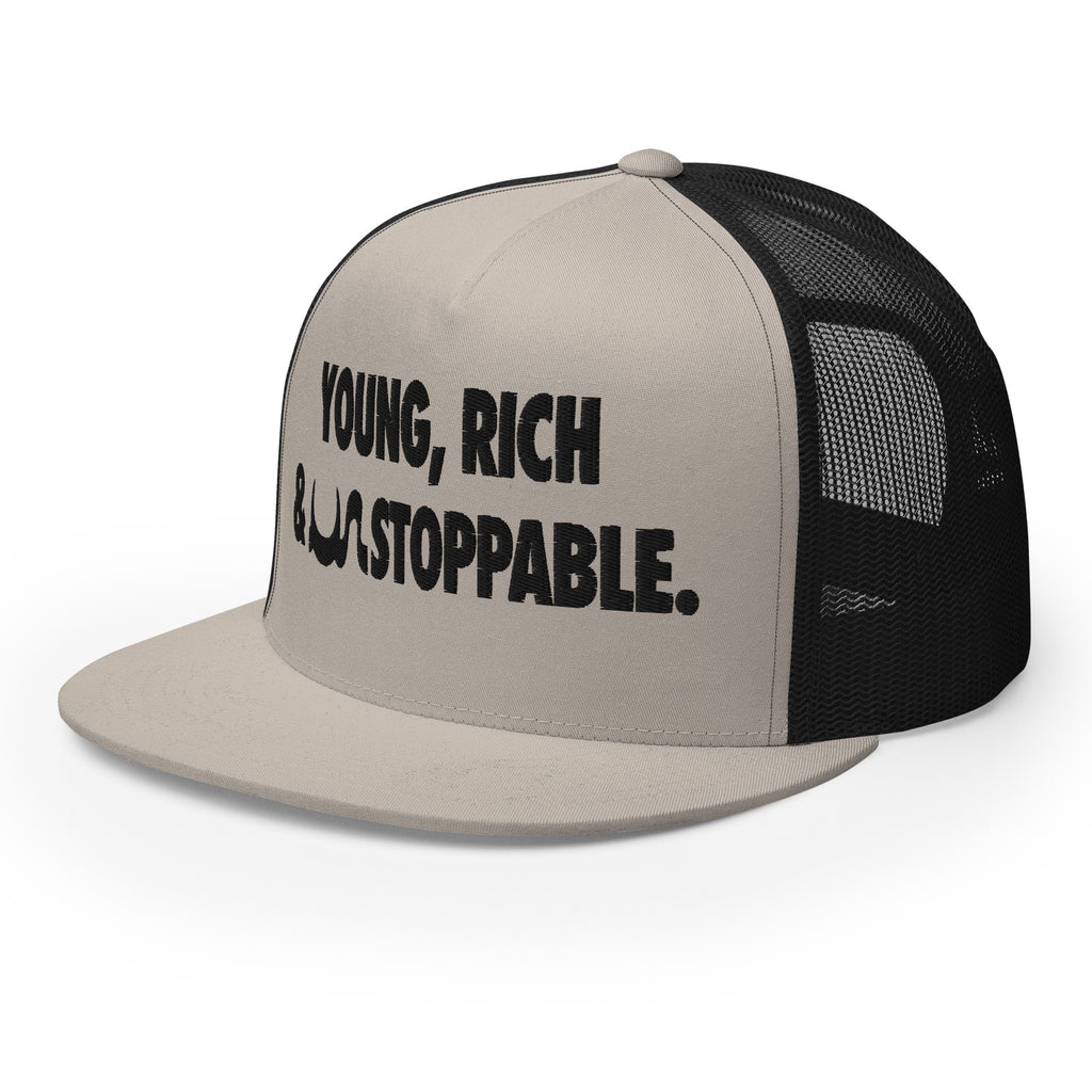 YOUNG, RICH & UN STOPPABLE TRUCKER CAP IN 13 DIFFERENT COLORS