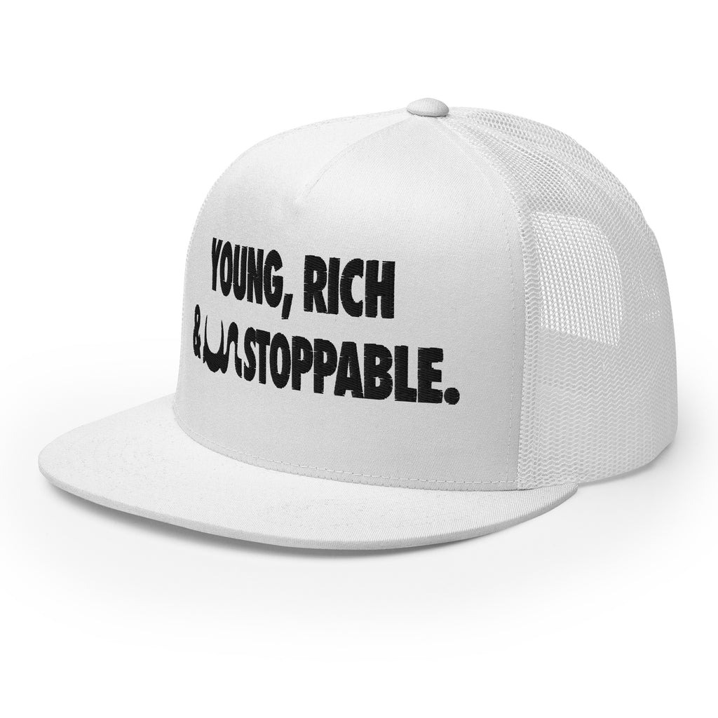 YOUNG, RICH & UN STOPPABLE TRUCKER CAP IN 13 DIFFERENT COLORS