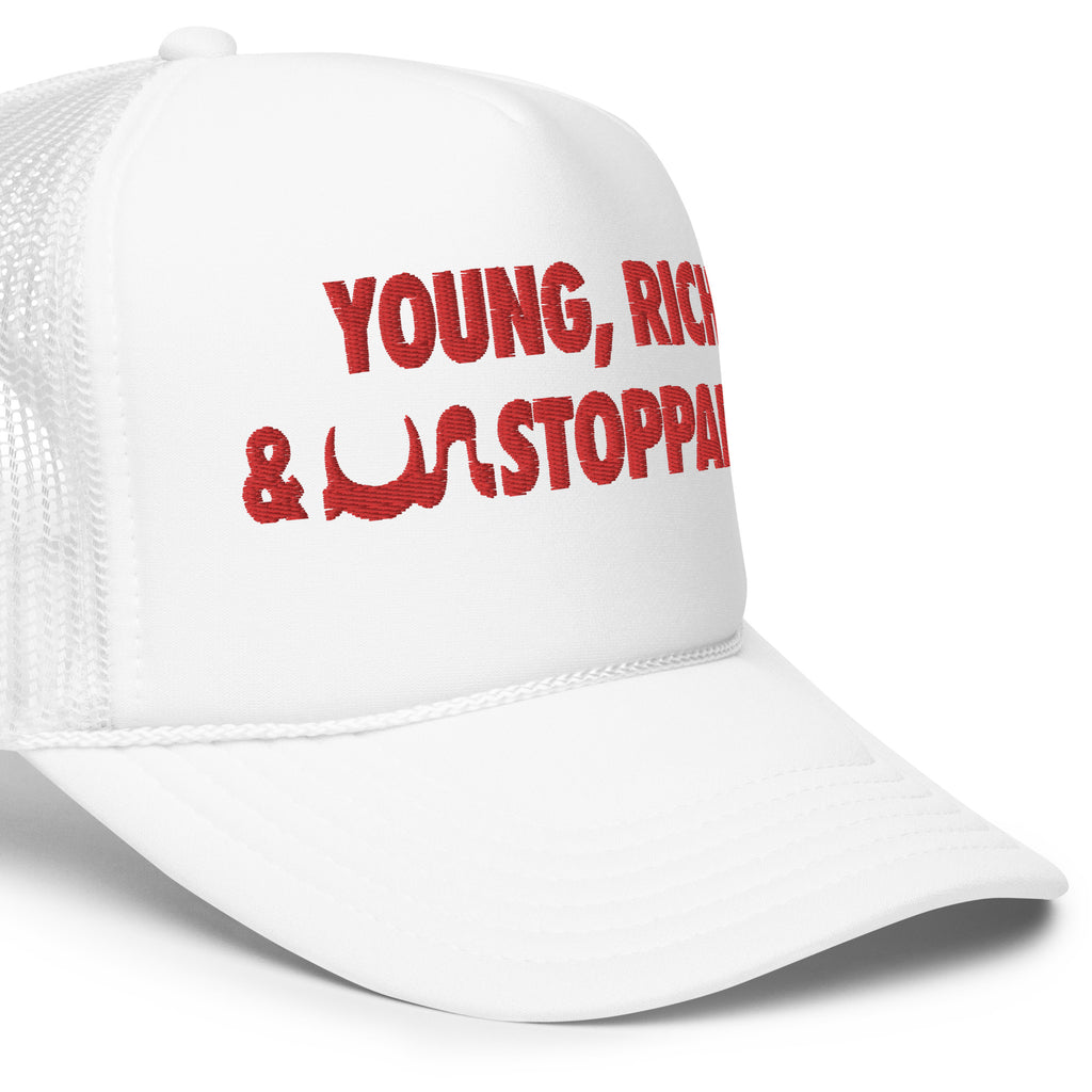 YOUNG RICH & UN STOPPABLE FOAM TRUCKER HAT IN 4 DIFFERENT COLORS