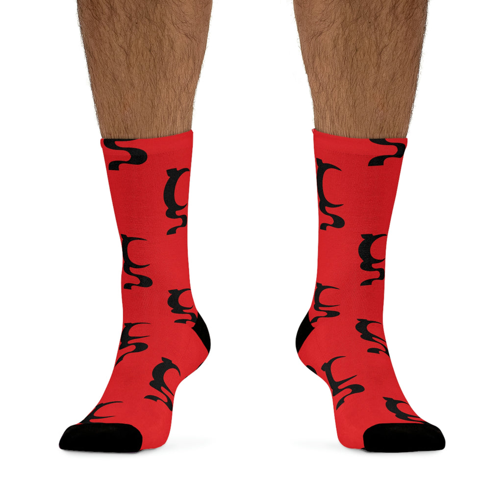 UN LOGO ON RED DTG SOCKS