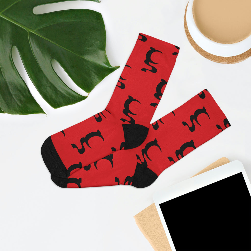 UN LOGO ON RED DTG SOCKS