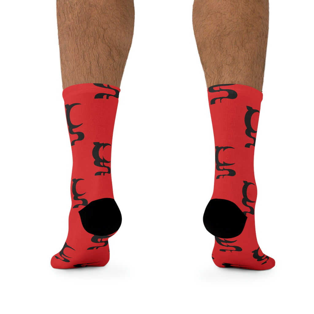 UN LOGO ON RED DTG SOCKS
