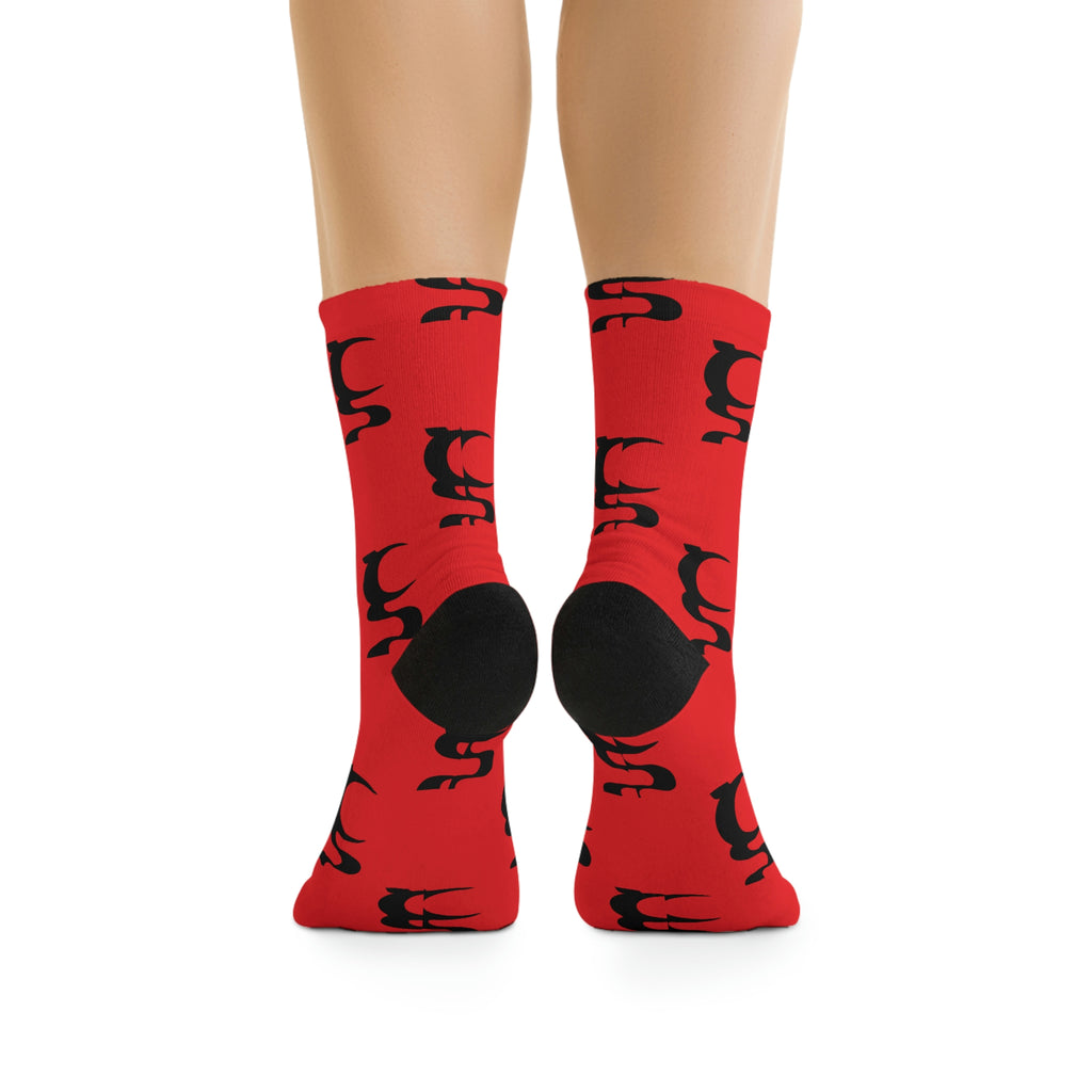 UN LOGO ON RED DTG SOCKS