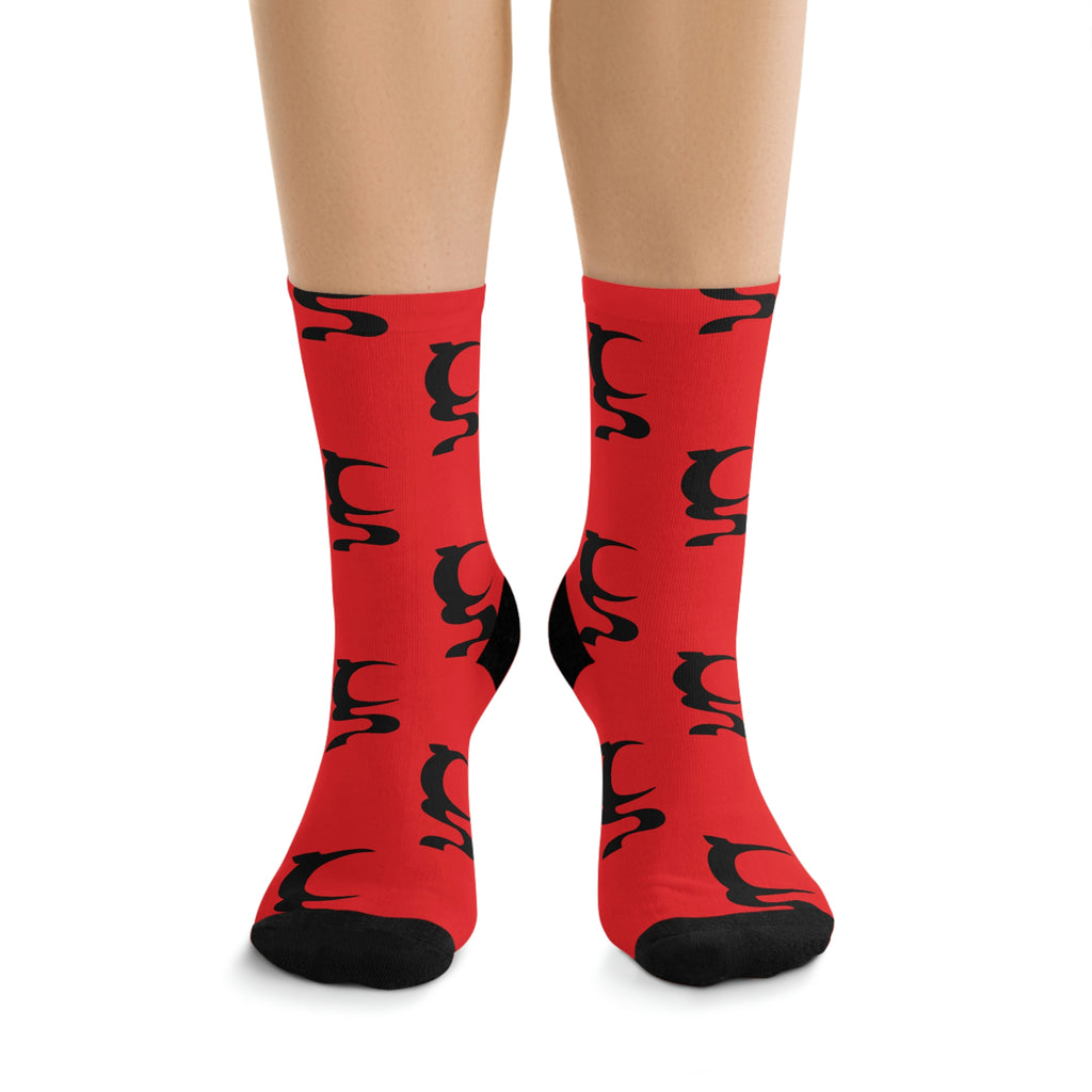 UN LOGO ON RED DTG SOCKS