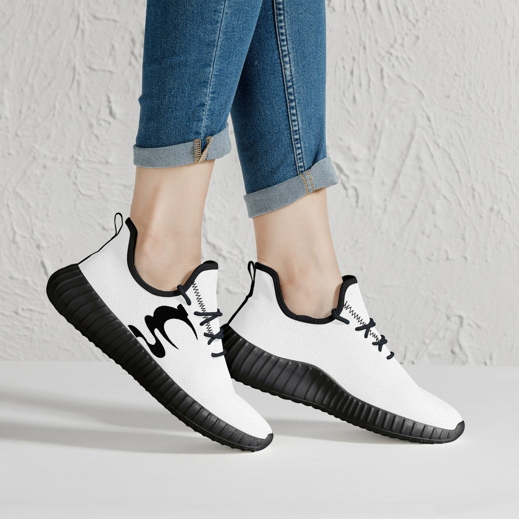 UN LOGO  Mesh Knit Sneakers - White/Black  Men & Women