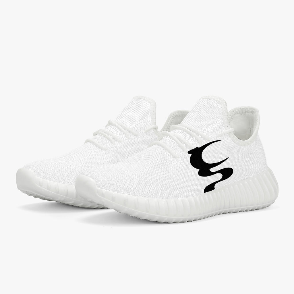 UN LOGO  Mesh Knit Sneakers - White/Black  Men & Women
