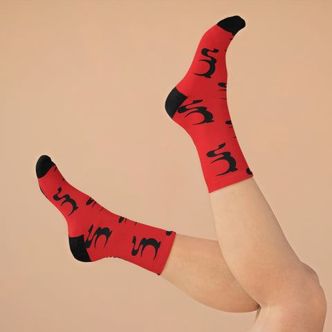 UN LOGO ON RED DTG SOCKS