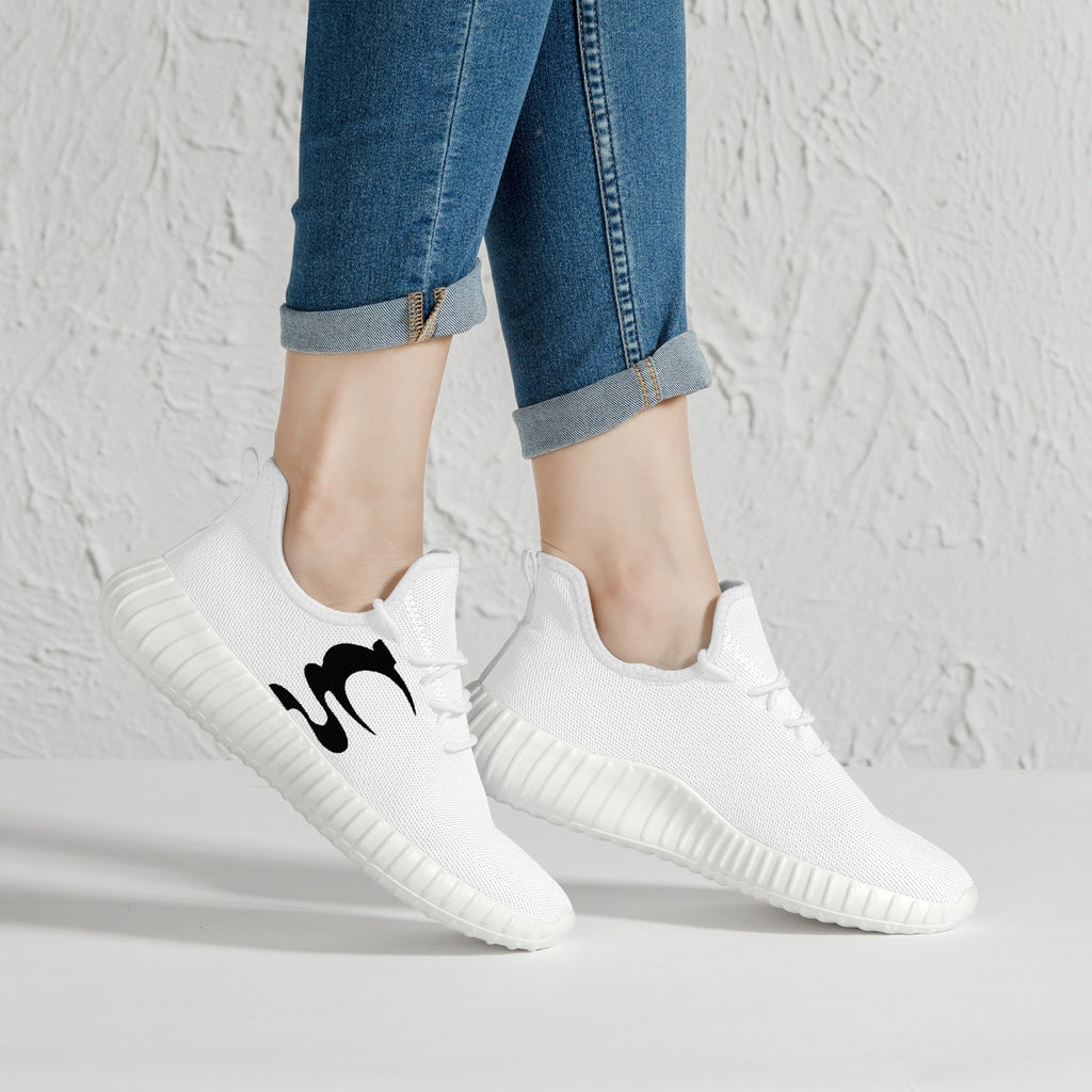 UN LOGO  Mesh Knit Sneakers - White/Black  Men & Women