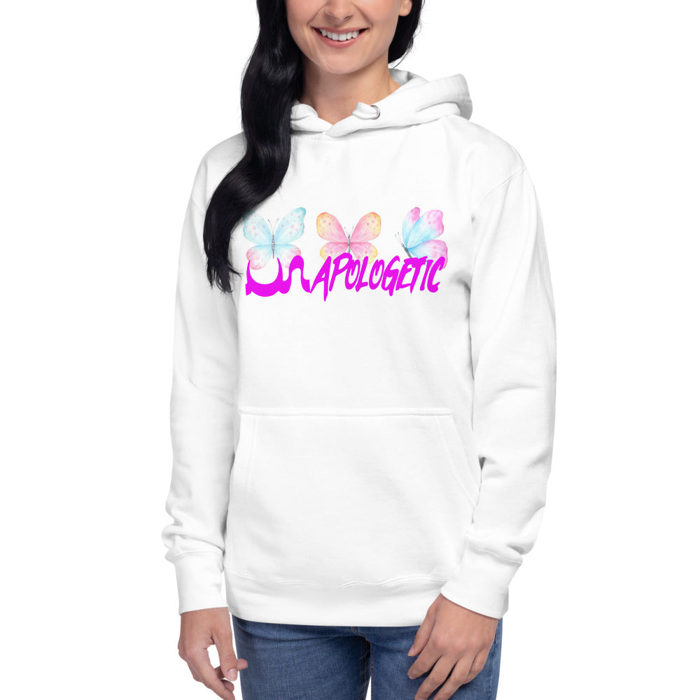 PINK BUTTERFLY UN APOLOGETIC HOODIE